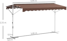 Outsunny Samodzielna markiza, regulowany kąt nachylenia, korbka, stelaż metalowy, odporny na warunki atmosferyczne, 4x3m, Krem