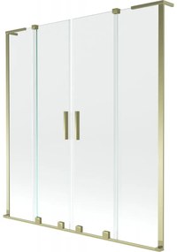 Mexen Velar L Duo parawan nawannowy 2-skrzydłowy rozsuwany 150 x 150 cm, transparent, złoty - 896-150-003-02-50