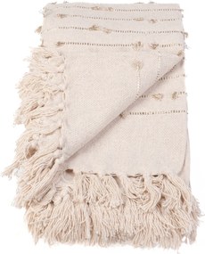 Narzuta boho GOLDEN SUNSET, pled z gładkiej przędzy z frędzlami, 125 x 150 cm