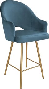Hoker Velvet krzesło barowe tkanina Welur podstawa metalowa : Kolor nogi - Złota stożek, Kolor tkaniny - VELVET - MG33, Typ siedziska - Siedzisko stałe