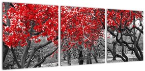 Obraz - Czerwone drzewa, Central Park, New York (z zegarem) (90x30 cm)