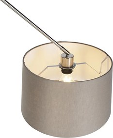 Stalowa lampa wisząca z abażurem z lnu w kolorze taupe 35 cm - Blitz