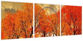 Obraz - Jesień (z zegarem) (90x30 cm)