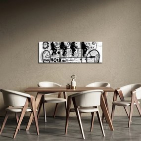 Obraz - Praca zespołowa, jazda na rowerze (z zegarem) (90x30 cm)