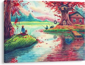 Obraz - Akwarela, Bay in a mountain village (70x50 cm)