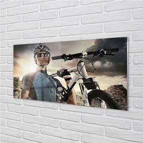 Szklany Panel Rowerzysta rower chmury