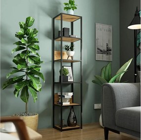 Regał industrialny AKORD metalowy Czarny Dąb Craft 40x32x192 cm