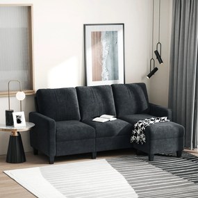 HOMCOM Sofa Narożna Wielofunkcyjna Ciemnoszara 197x139x91 cm Przestronny i Wygodny Narożnik | Aosom PL