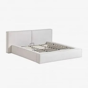 Łóżko Z Tapicerowanym Pojemnikiem Na Pościel Lunari Chenilla W Kolorze Złamanej Bieli & 200 X 200 Cm & Bez Materaca - Sklum