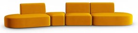 Musztardowa aksamitna sofa lewostronna 428 cm Paolo – Milo Casa