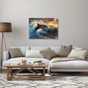 Obraz na szkle - Delfin, ilustracje (70x50 cm)
