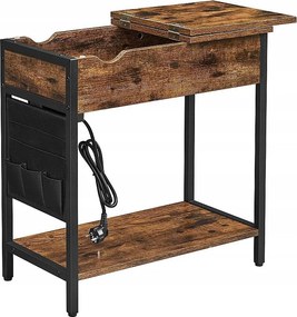 Stolik kawowy Valora Rustic Brown Loft Style z półką | Vintage