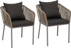 Krzesło ogrodowe MCW-N41 (zestaw 2 sztuk),  szary, ciemnoszara poduszka
