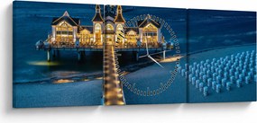 Obraz - hotel na plaży (z zegarem) (90x30 cm)