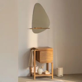 Zestaw Mebli Łazienkowych Z Drewna Tekowego Bradley Without Sink & Nieregularny Z Półką Drewnianą 55x85 Cm Kai & Bez Kranu - Sklum