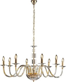 Żyrandol Franz Gold z przezroczystym szkłem i kryształkami 8 świateł 116 Ø96 BL275-8-OR