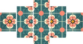 Obraz - Retro wzór z kwiatami (125x70 cm)
