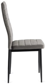 Zestaw Stół Rozkładany SKUBI 120-160 cm Dąb Craft/Czarny i 6 Krzeseł NARIS Szare Welurowe
