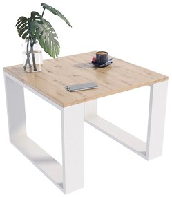 Kwadratowy stolik kawowy do salonu dąb artisan + biały - Fareo 5X