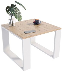 Kwadratowy stolik kawowy do salonu dąb artisan + biały H2-N39