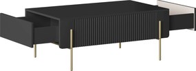 Stolik kawowy Malmi 100 cm z szufladami - czarny mat / złote nóżki