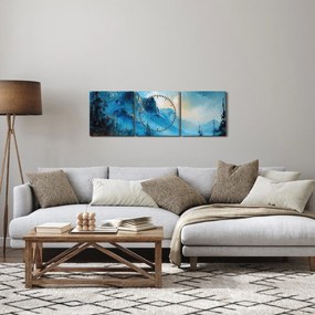 Obraz - Malowanie gór (z zegarem) (90x30 cm)