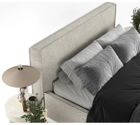 Beżowe tapicerowane łóżko dwuosobowe ze schowkiem i stelażem 160x200 cm Lounge L – Maison de Rêve