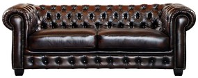 Komplet wypoczynkowy typu chesterfield 3+2+1 BRENTON 100% skóry bawolej - Kolor: brązowy z kasztanowymi refleksami