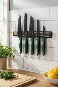 Komplet noży z zielonymi uchwytami na pasku magnetycznym S0-T54