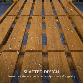 Outsunny 2-osobowa ławka ogrodowa z drewna, odporna na warunki atmosferyczne, z oparciami i podłokietnikami, 320kg, 149x56,5x89cm, Teak