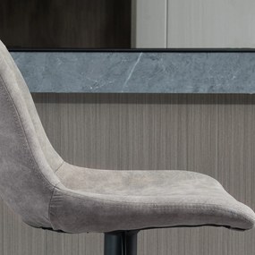 HOMCOM Zestaw 2 stołki barowe w stylu retro, z podnóżkiem, regulowane wysokość, gazowy podnośnik, Szary + Czarny