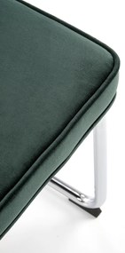 K510 krzesło ciemny zielony, retro, tapicerowane, na płozach, velvet