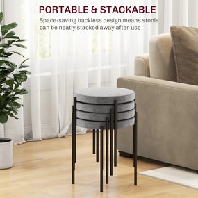 HOMCOM Zestaw 4 hokerów kuchennych aksamitne ciemnoszare do 120 kg stalowy stelaż nowoczesne | Aosom PL