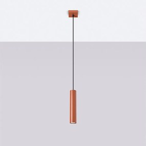 Lampa wisząca loft Toris, stal - 1 źródło światła 4000K - L.8 x H.118 cm - ochra czerwona
