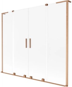 Mexen Velar L Duo parawan nawannowy 2-skrzydłowy rozsuwany 170 x 150 cm, szron, miedź szczotkowana - 896-170-003-32-65