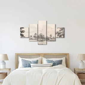 Obraz - Rysunek krajobrazu w stylu vintage (125x70 cm)