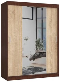 Szafa przesuwna z lustrem wenge + dąb sonoma K8-C33