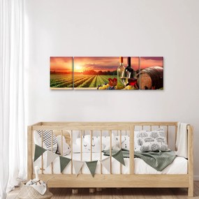 Obraz winnicy z winem (170x50 cm)