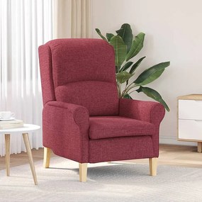 Nowoczesny Czerwony Fotel Bordeaux z Materiału z Konstrukcją z Litego Drewna