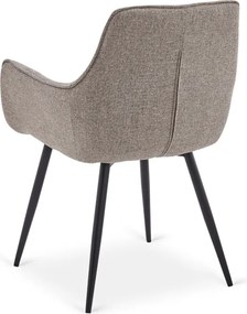 Zestaw Stół Rozkładany Ceramiczny ALICANTE 160-200 cm Czarny/Orzech i 4 Krzesła Tapicerowane EDRICK Brązowe