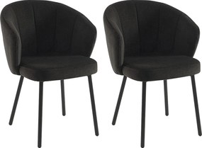Zestaw 2 krzeseł z tkaniny i metalu - Czarne - TANURY
