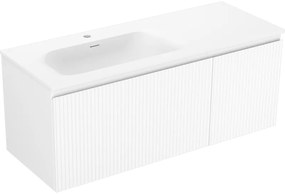 Mexen Rivel szafka łazienkowa 120 cm z umywalką Vela lewą, 1S, 1D, ryflowana, biała mat - 91A23-12047-3-BBFF01-W23L01
