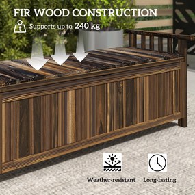 Outsunny 2-osobowa Ławka Ogrodowa, Drewniana, Odporna na Pogodę, z Miejscem do Przechowywania i Podłokietnikami 128,5 x 56 x 53,5cm, Kolor Węglowy