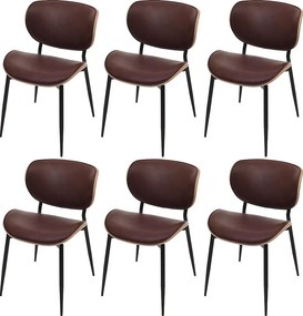 Krzesło do jadalni MCW-O45 (zestaw 6 sztuk), naturalne, vintage brązowe