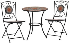 3-cz. szaro-pomarańczowy ceramiczny zestaw mebli bistro Z9-F12