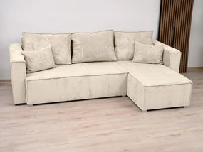 Rozkładana narożna sofa SMART COSARO kremowa, dwustronna + 2 poduszki GRATIS