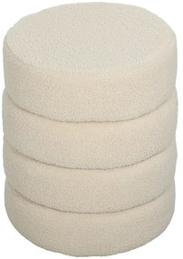 HOMCOM Hoker, okrągły, pluszowy, stalowa konstrukcja, do 120 kg, Φ40x45H cm, Beżowy