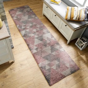 Różowo-szary chodnik Flair Rugs Nuru, 60x230 cm