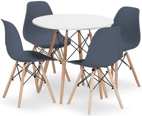 Zestaw biały stół kuchenny 80 cm z 4 krzesłami - Nadikos 5X 12 kolorów