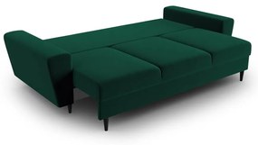 Zielona aksamitna rozkładana/ze schowkiem sofa 235 cm Kyoto – Cosmopolitan Design